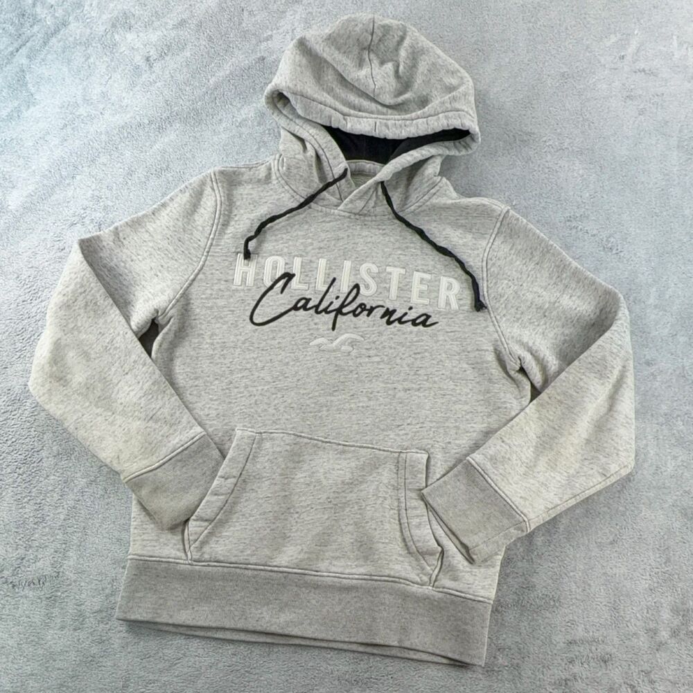 Hollister Hoodie Womens XS Grey Heather Fleece Pullover Logo California